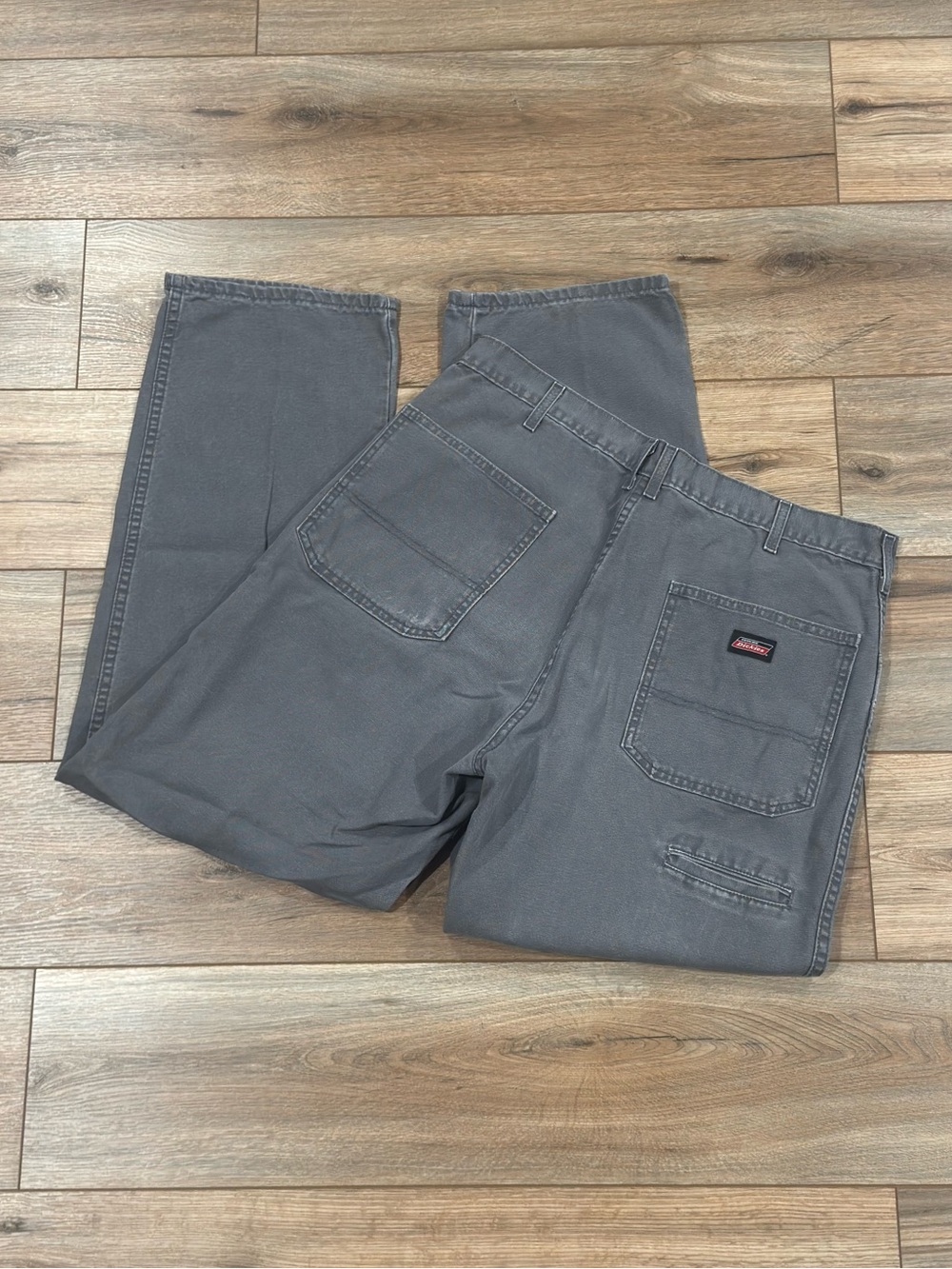 DICKIES Workwear Charcoal Gray Loose Fit Canvas Carpenter Pants | Size 36 x 32